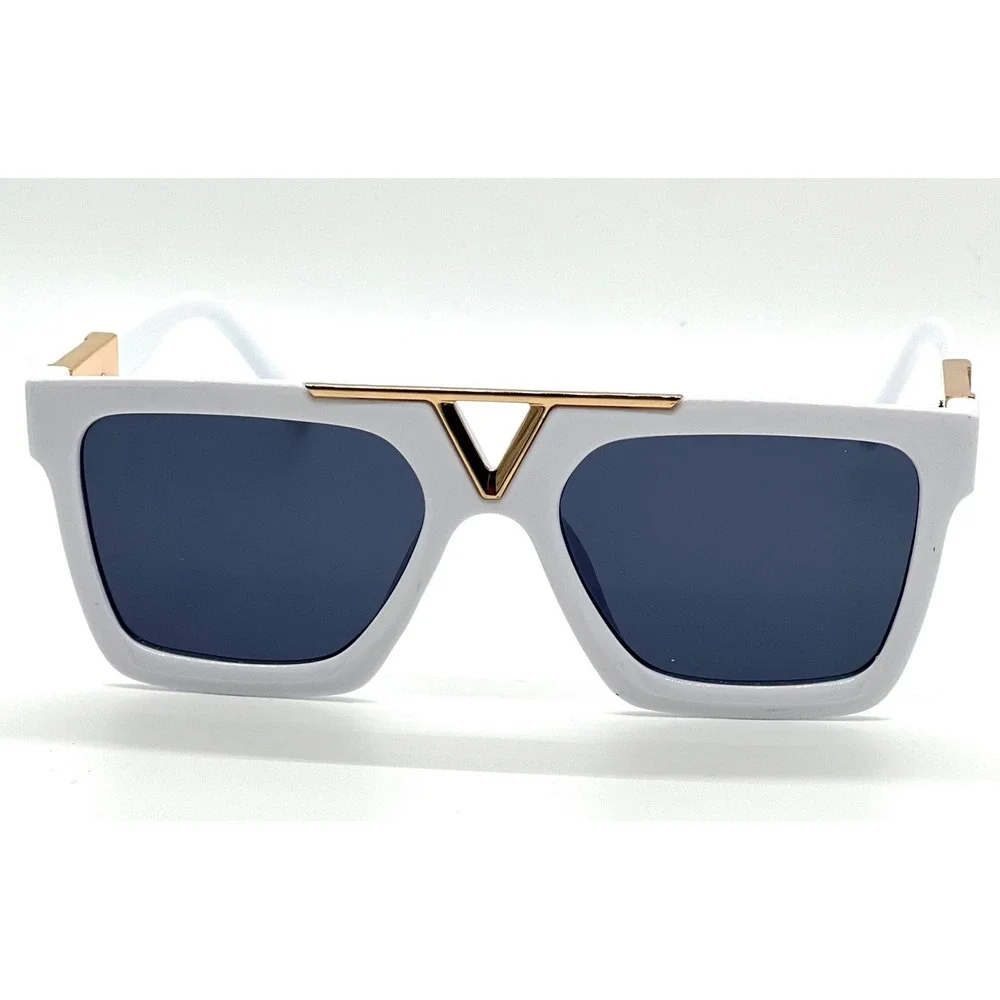 Sunglasses Square Men White Frame Black Lens Trendy‎ Vocation Sunny Miami Days